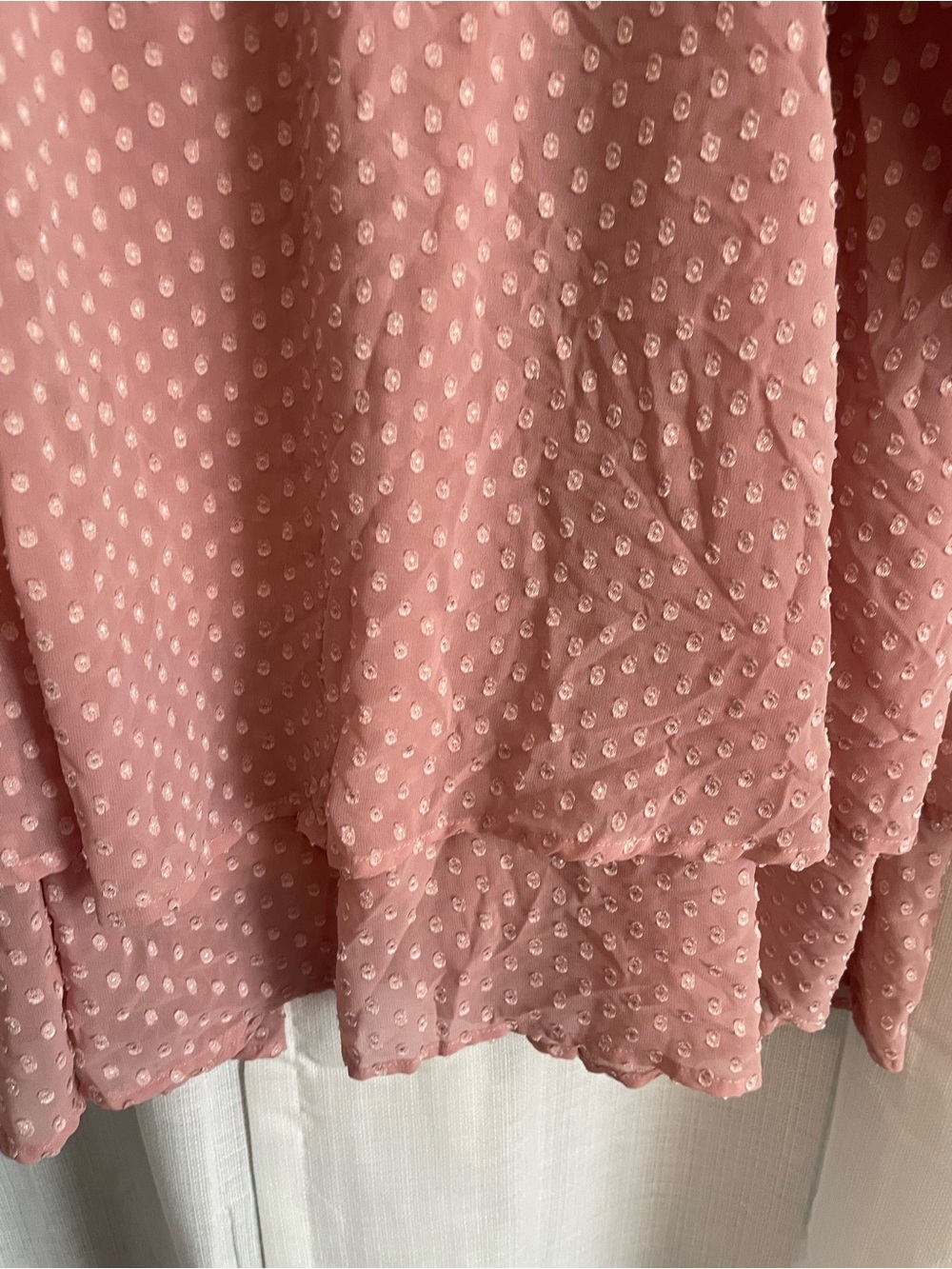 torrid Dusty Rose Polka Dot Tiered Long-Sleeve Dress - Picture 6 of 6